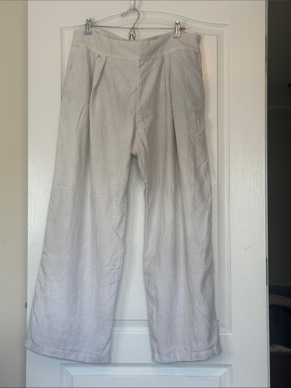 Abercrombie & Fitch Linen / Cotton Wide Leg Pull On Pants Off White XL